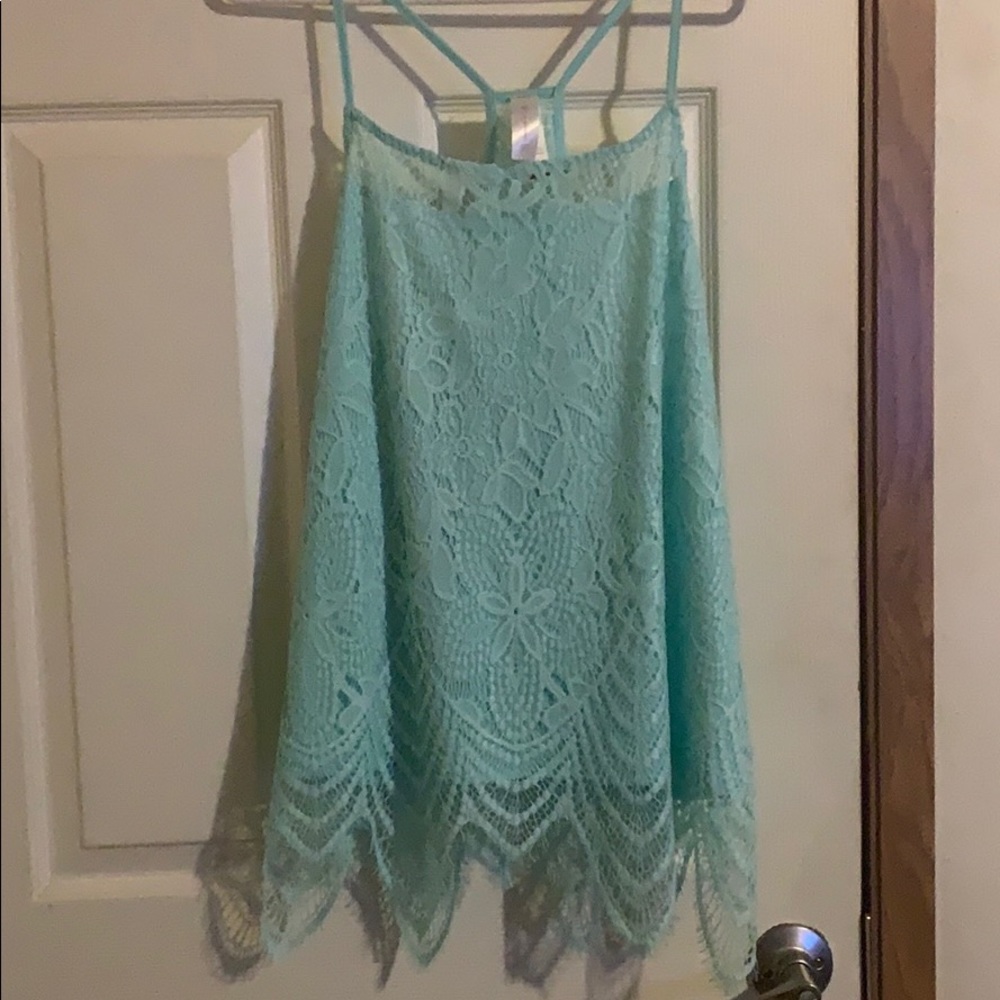 Baby Blue women’s dressy, Lacey, tank top size xl